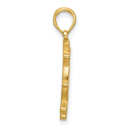 14K Polished Turtle in Ships Wheel Pendant