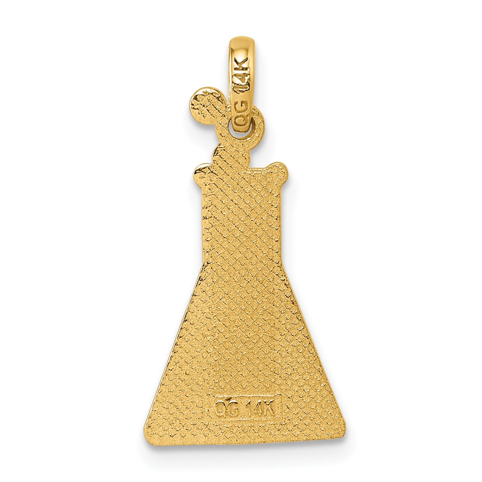 14K Polished Green Enameled Erlenmeyer Flask Pendant