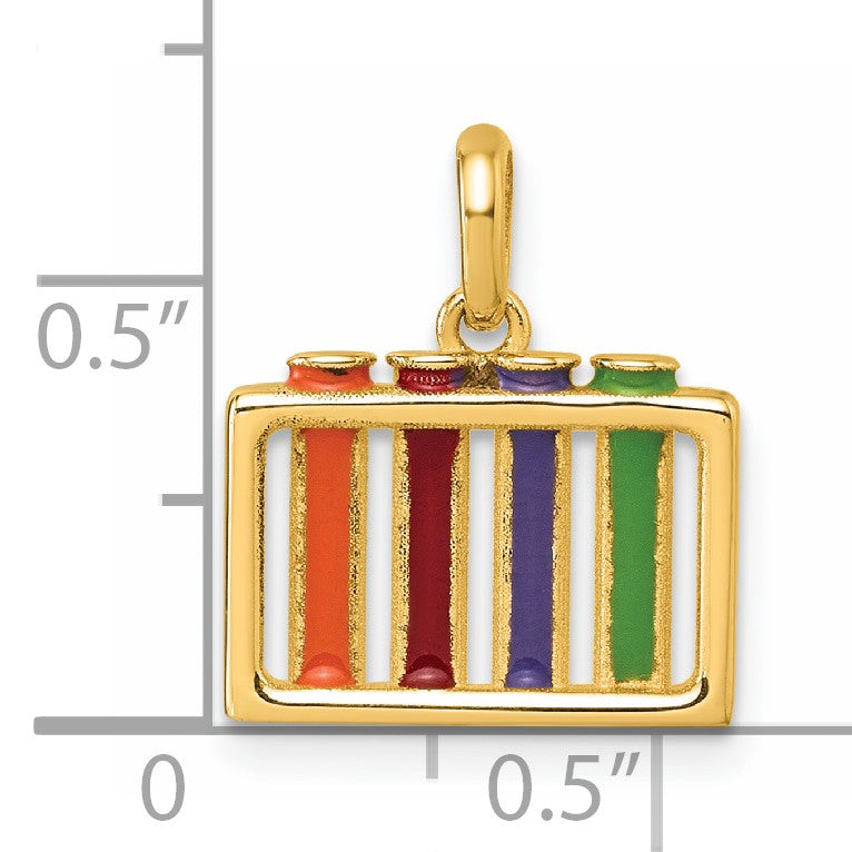 14K Polished Multi-color Enameled Test Tubes Pendant