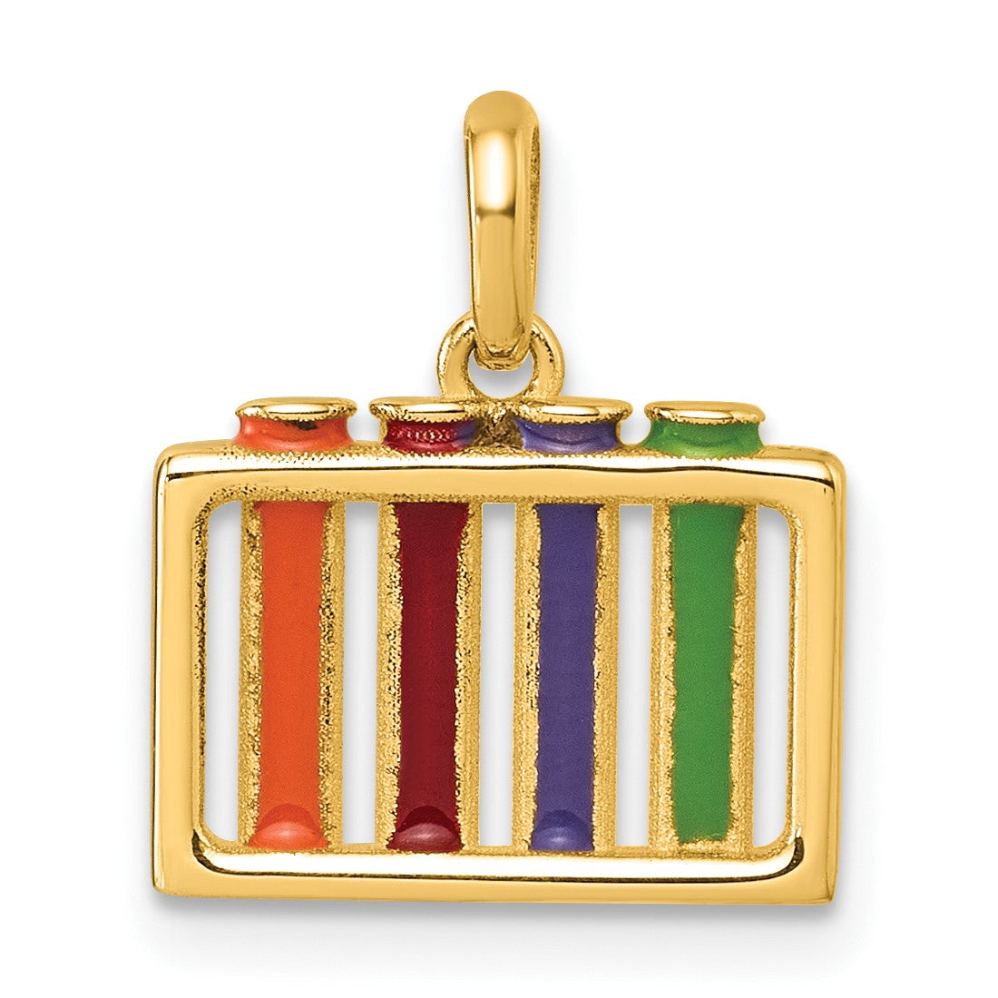 14K Polished Multi-color Enameled Test Tubes Pendant