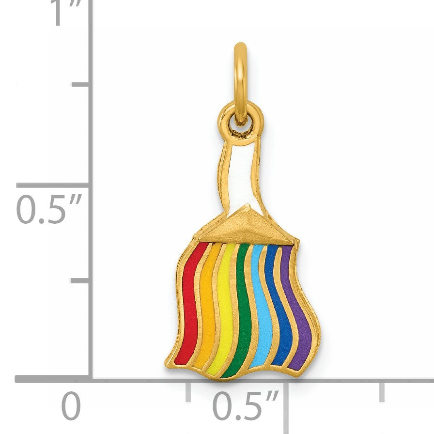 14K Polished Enameled Rainbow Brush Pendant