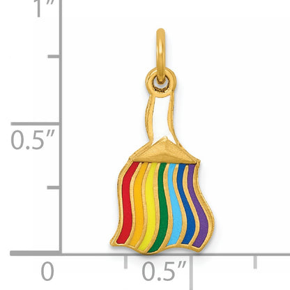 14K Polished Enameled Rainbow Brush Pendant