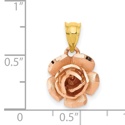 14k Two-tone Rose Charm