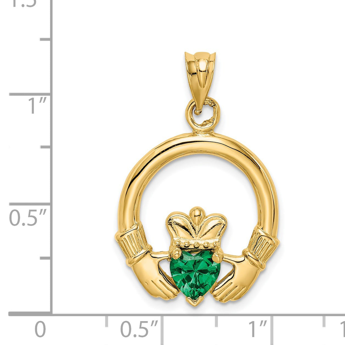 14k Claddagh with Green CZ Pendant