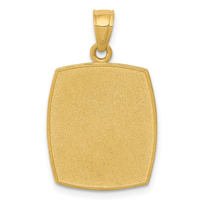 14K Satin and Polished Baptism Rectangular Pendant