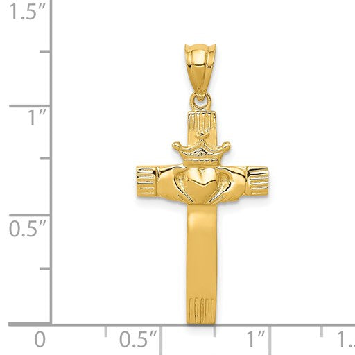 14k Claddagh Cross Pendant