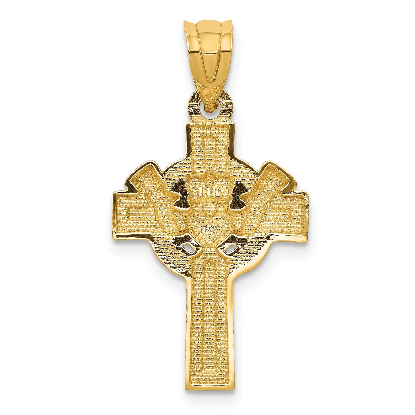 14k and White Rhodium Claddagh Cross Pendant