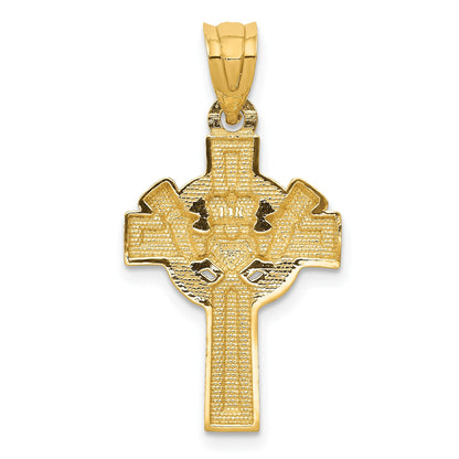 14k and White Rhodium Claddagh Cross Pendant