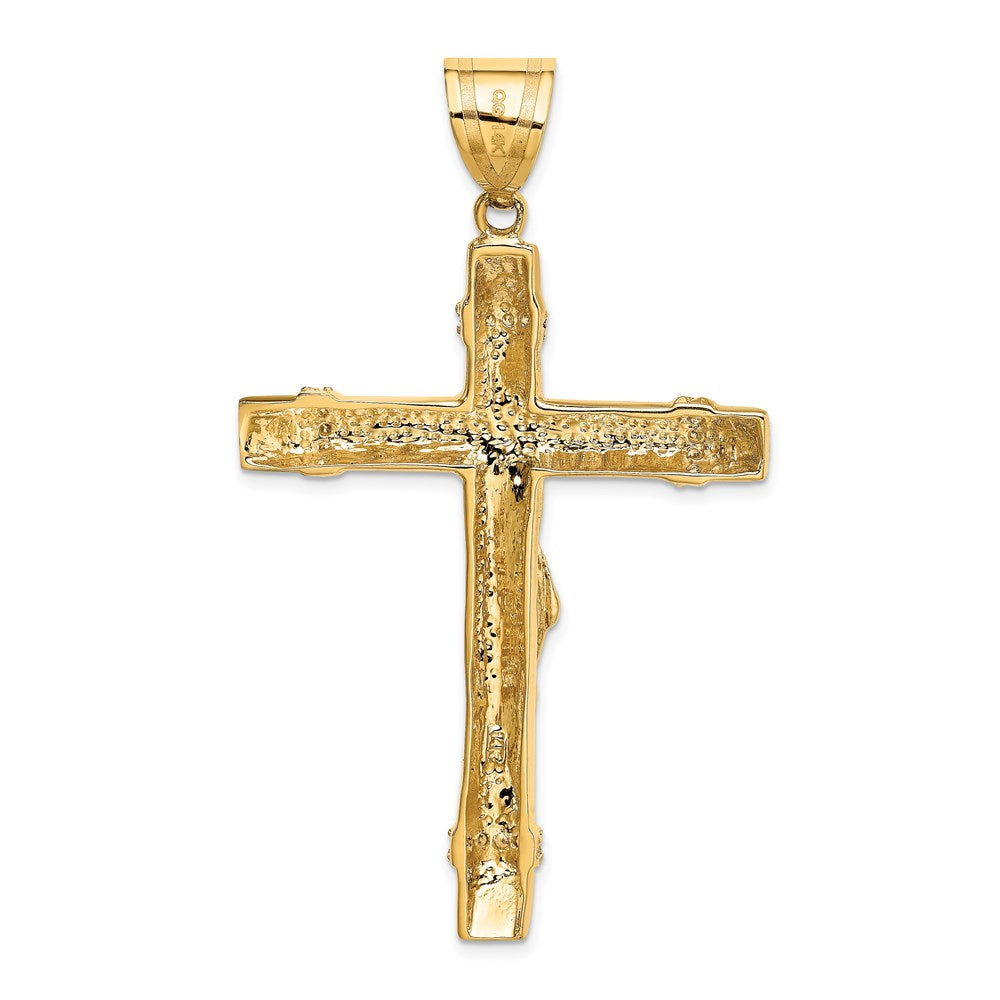 14k Two-tone CZ Crucifix Pendant