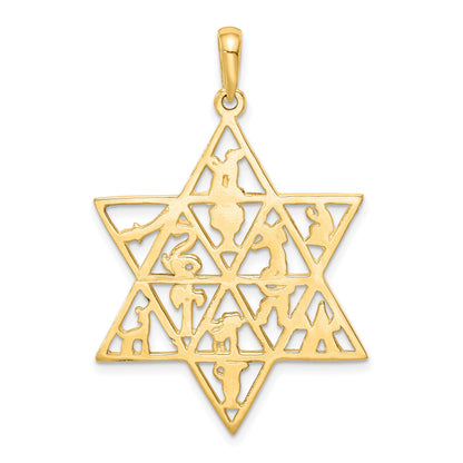 14K 12 Tribes Star Of David Pendant