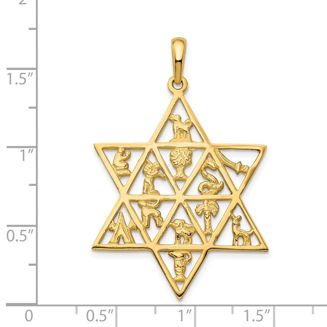 14K 12 Tribes Star Of David Pendant