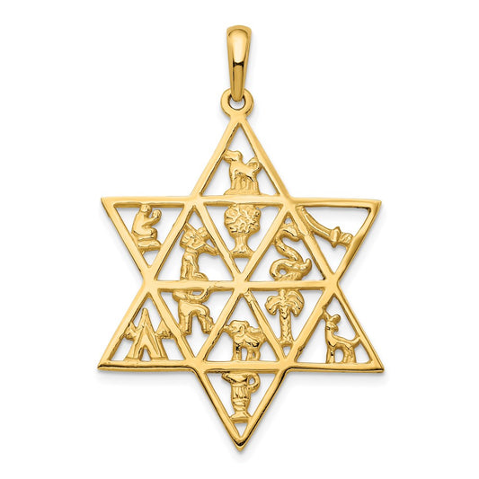 14K Star Of David 12 Tribes Pendant