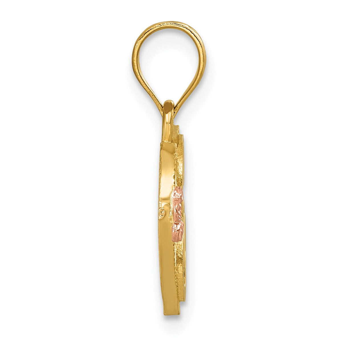 14k Two-Tone Heart Letter E  Initial Pendant