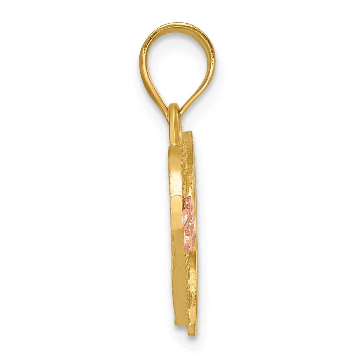 14k Two-Tone Heart Letter J  Initial Pendant