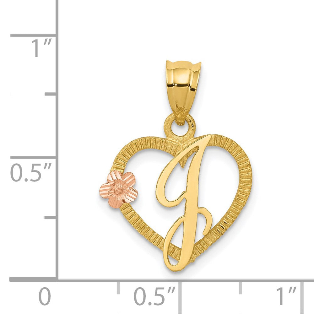 14k Two-Tone Heart Letter J  Initial Pendant