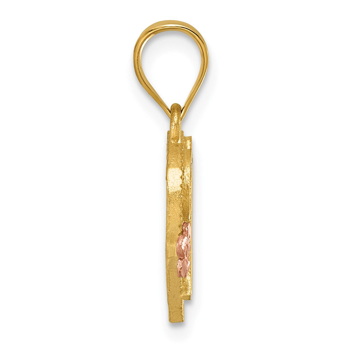 14k Two-Tone Heart Letter W  Initial Pendant