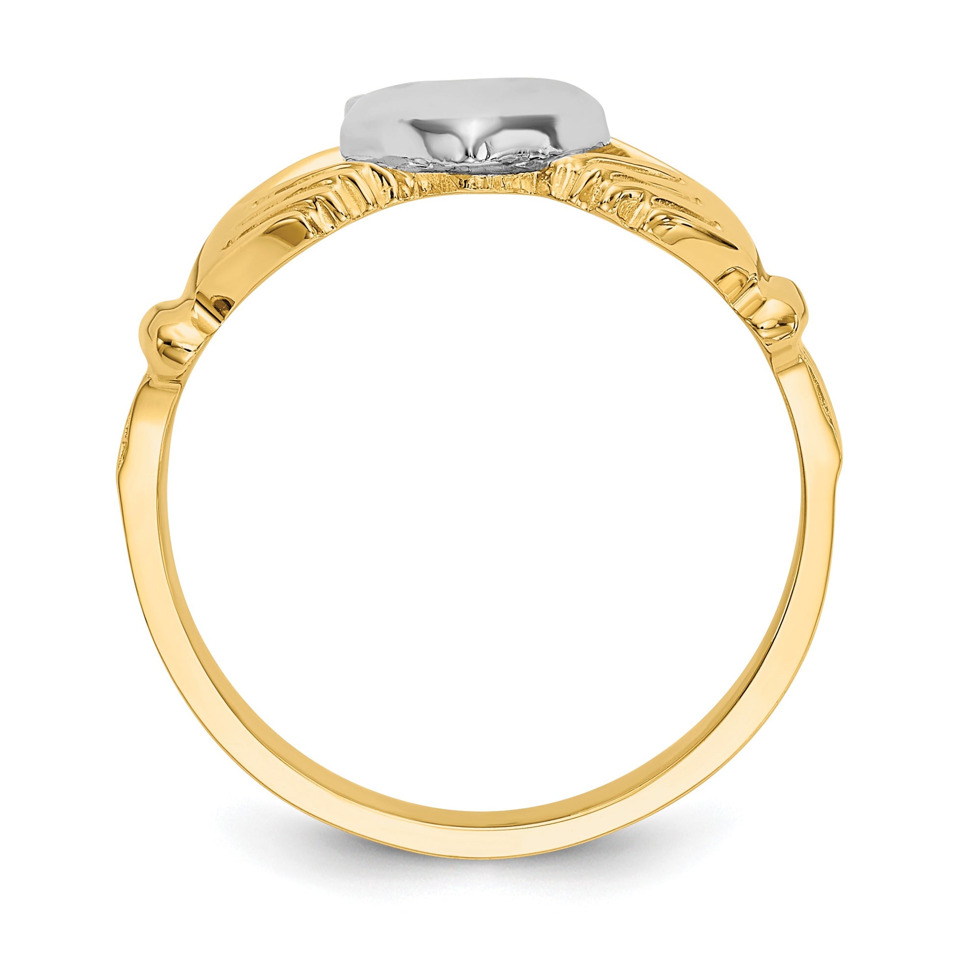 14k Two-tone Mens Polished Claddagh Ring