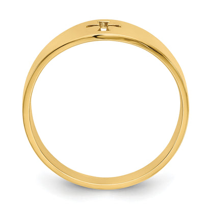 14k Polished Cut-out Cross Ring