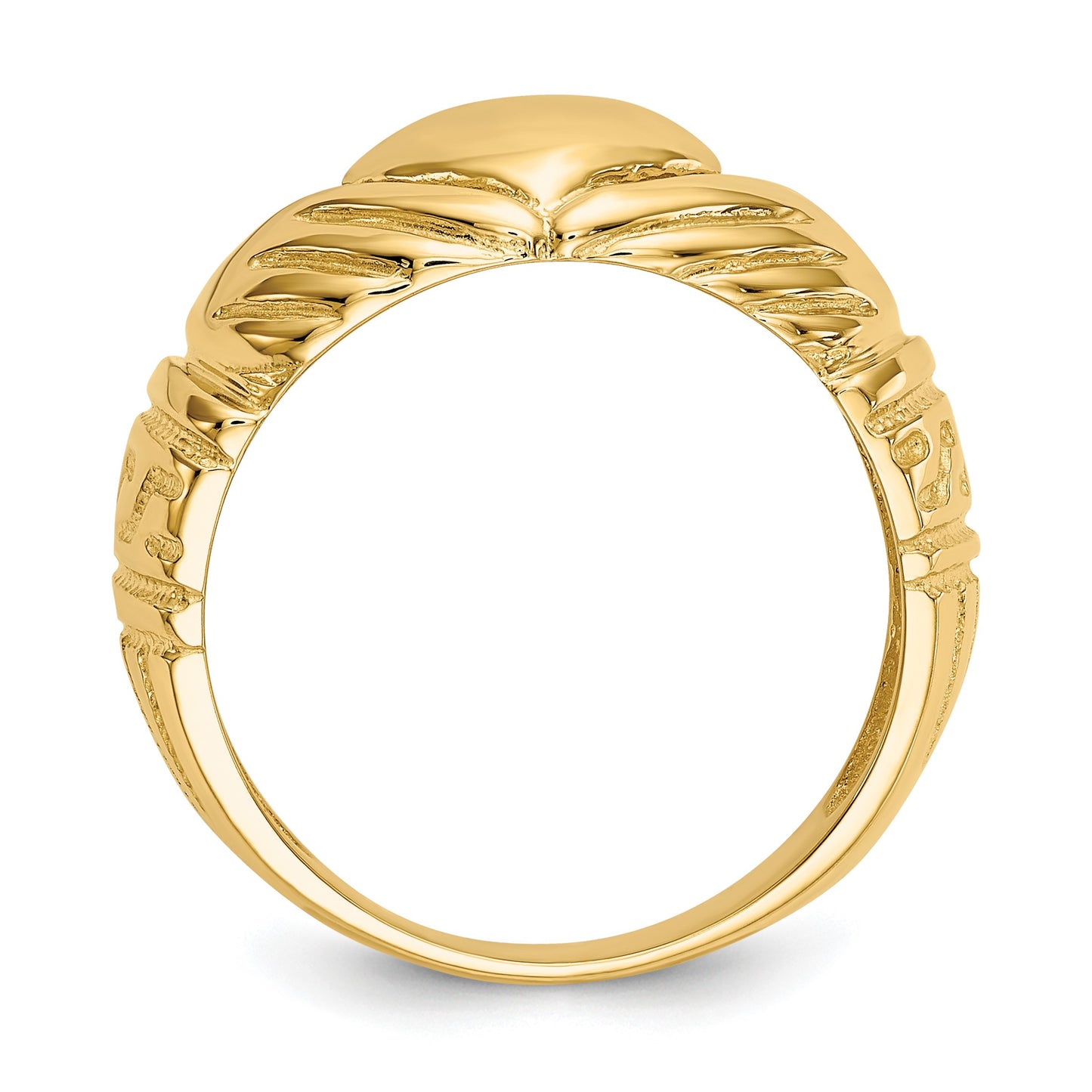 14k Polished Mens Domed Claddagh Ring