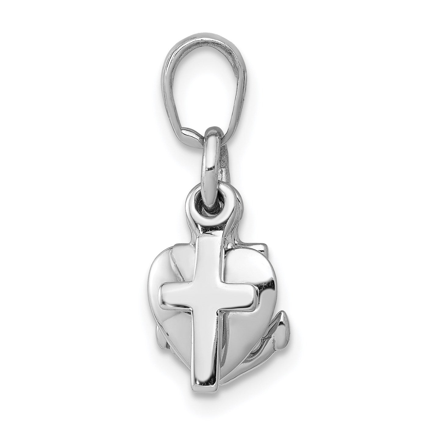 14K White Gold 3-D Faith, Hope and Charity Charm