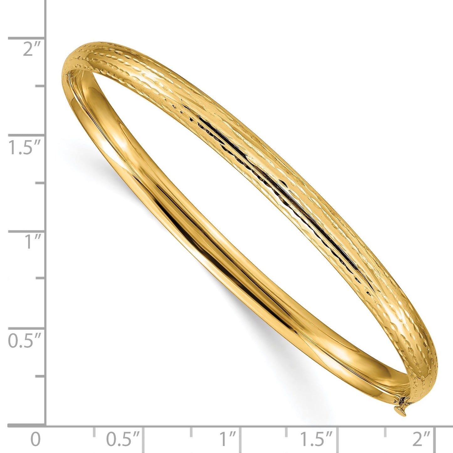 14k 3/16 Polished Diamond-cut Fancy 4.75mm Hinged Oval Bangle Bracelet
