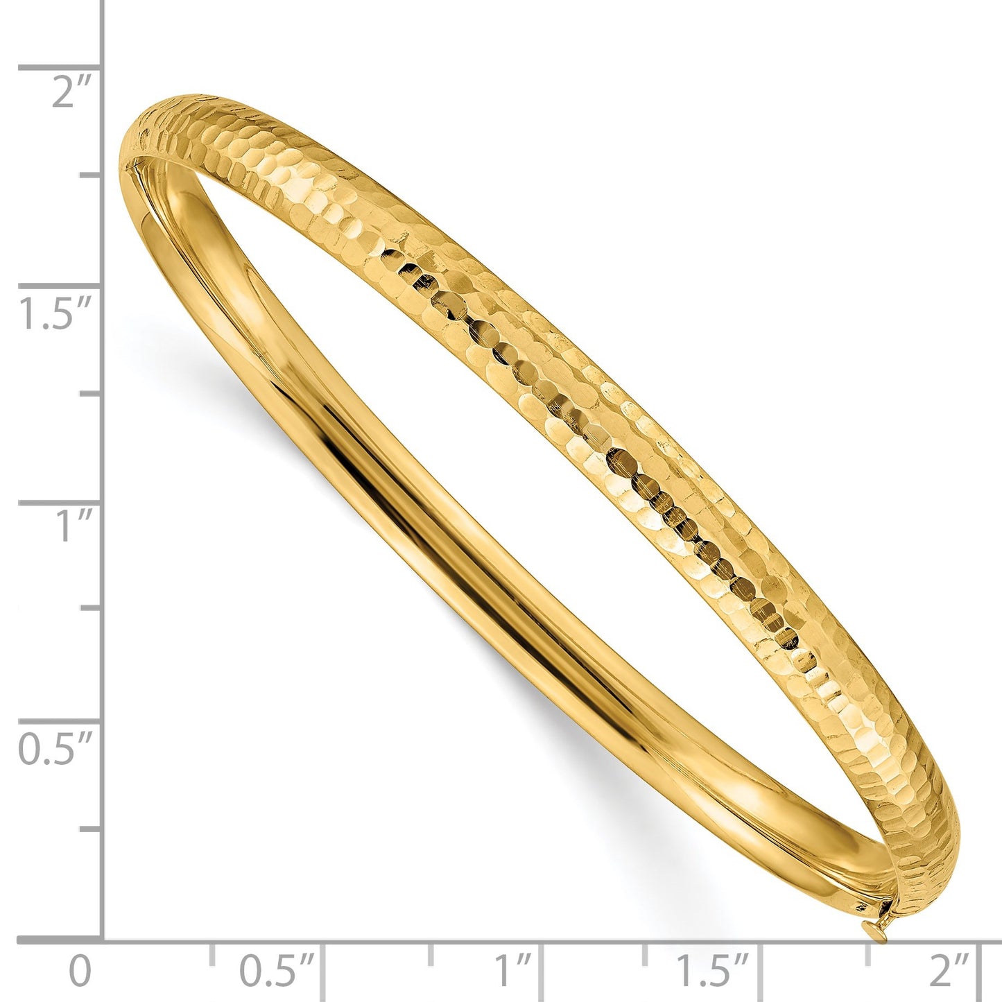 14k 3/16 Polished Fancy Hammered 4.75mm Hinged Oval Bangle Bracelet