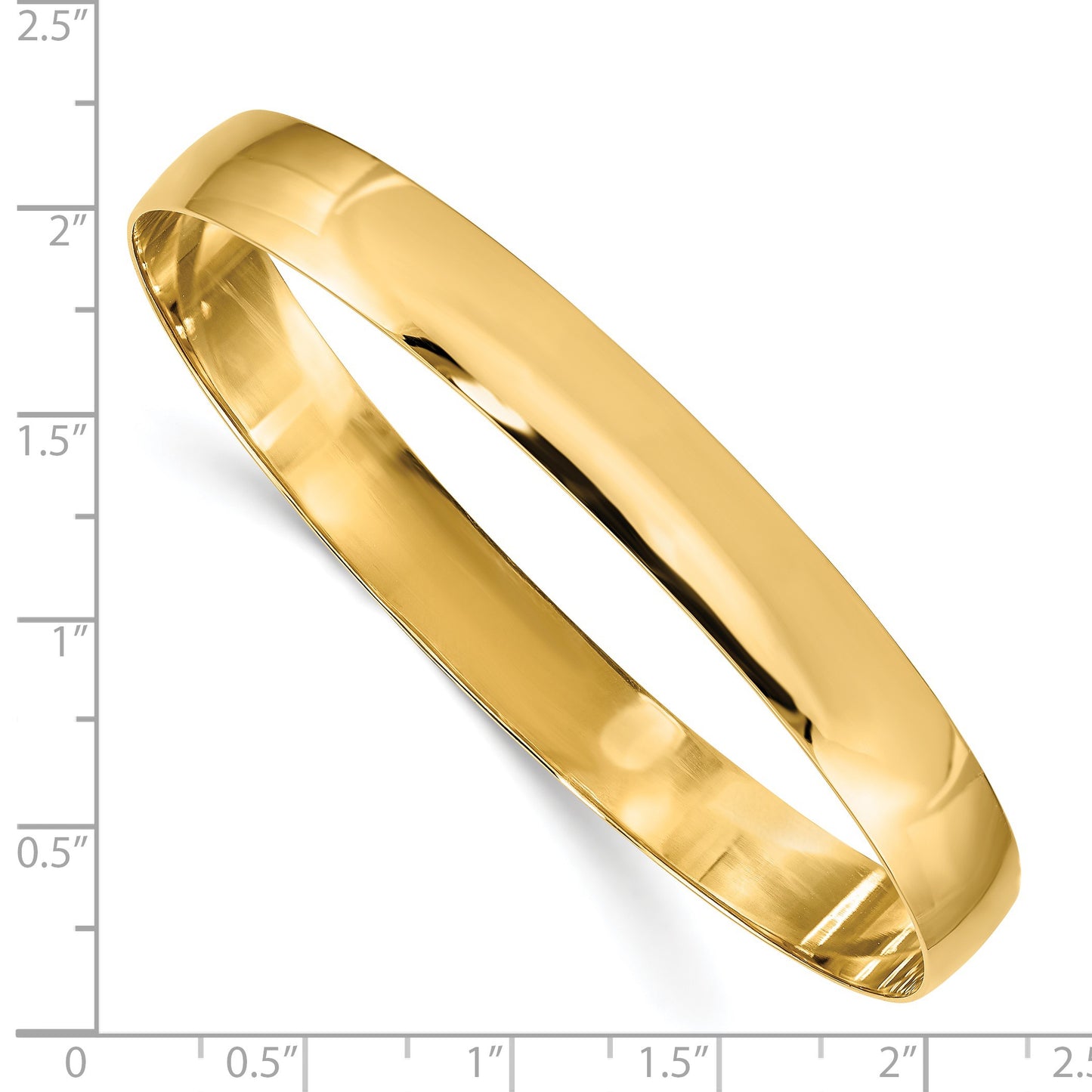 14k 8mm Solid Polished Half-Round Slip-On Round Bangle Bracelet