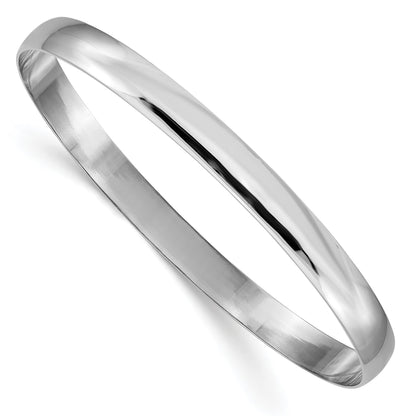 14k White Gold 6mm Solid Polished Half-Round Slip-On Round Bangle Bracelet