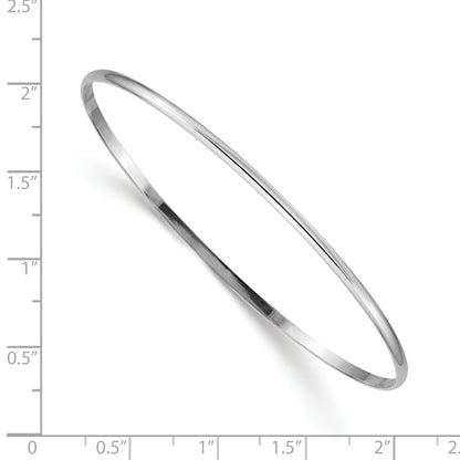 14k White Gold 2mm Solid Polished Half-Round Slip-On Round Bangle Bracelet