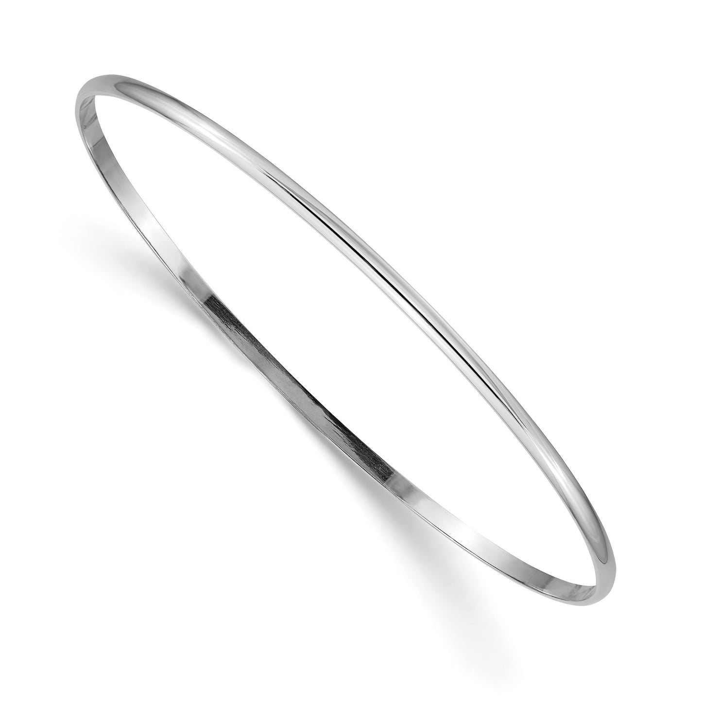 14k White Gold 2mm Solid Polished Half-Round Slip-On Round Bangle Bracelet
