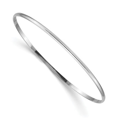 14k White Gold 2mm Solid Polished Half-Round Slip-On Round Bangle Bracelet