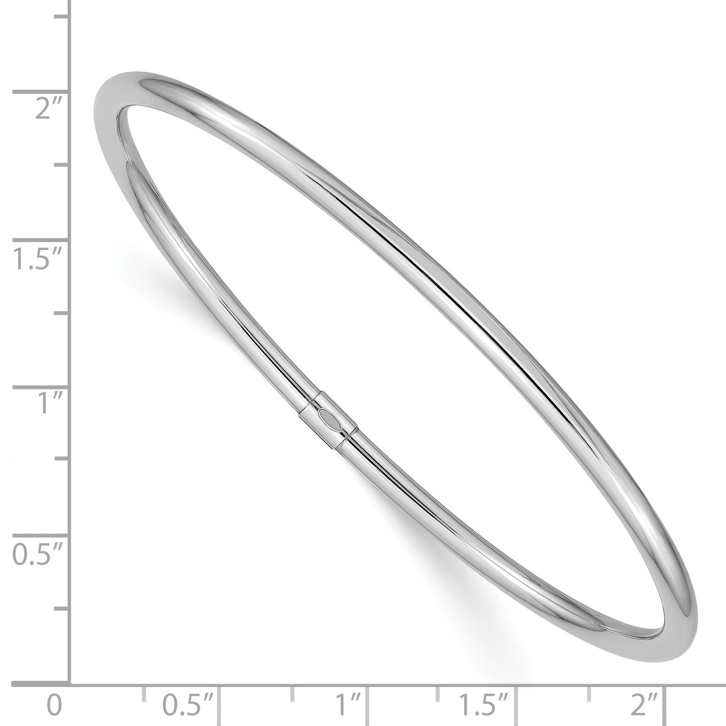 14k White Gold Polished Round Tube 3.00mm Slip-on Round Bangle Bracelet