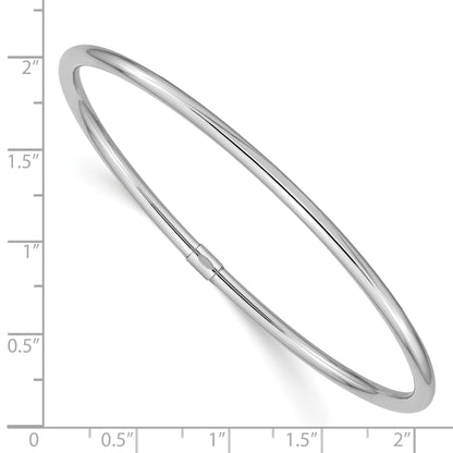 14k White Gold Polished Round Tube 3.00mm Slip-on Round Bangle Bracelet