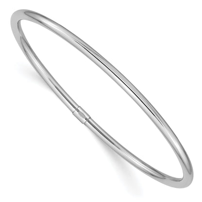 14k White Gold Polished Round Tube 3.00mm Slip-on Round Bangle Bracelet