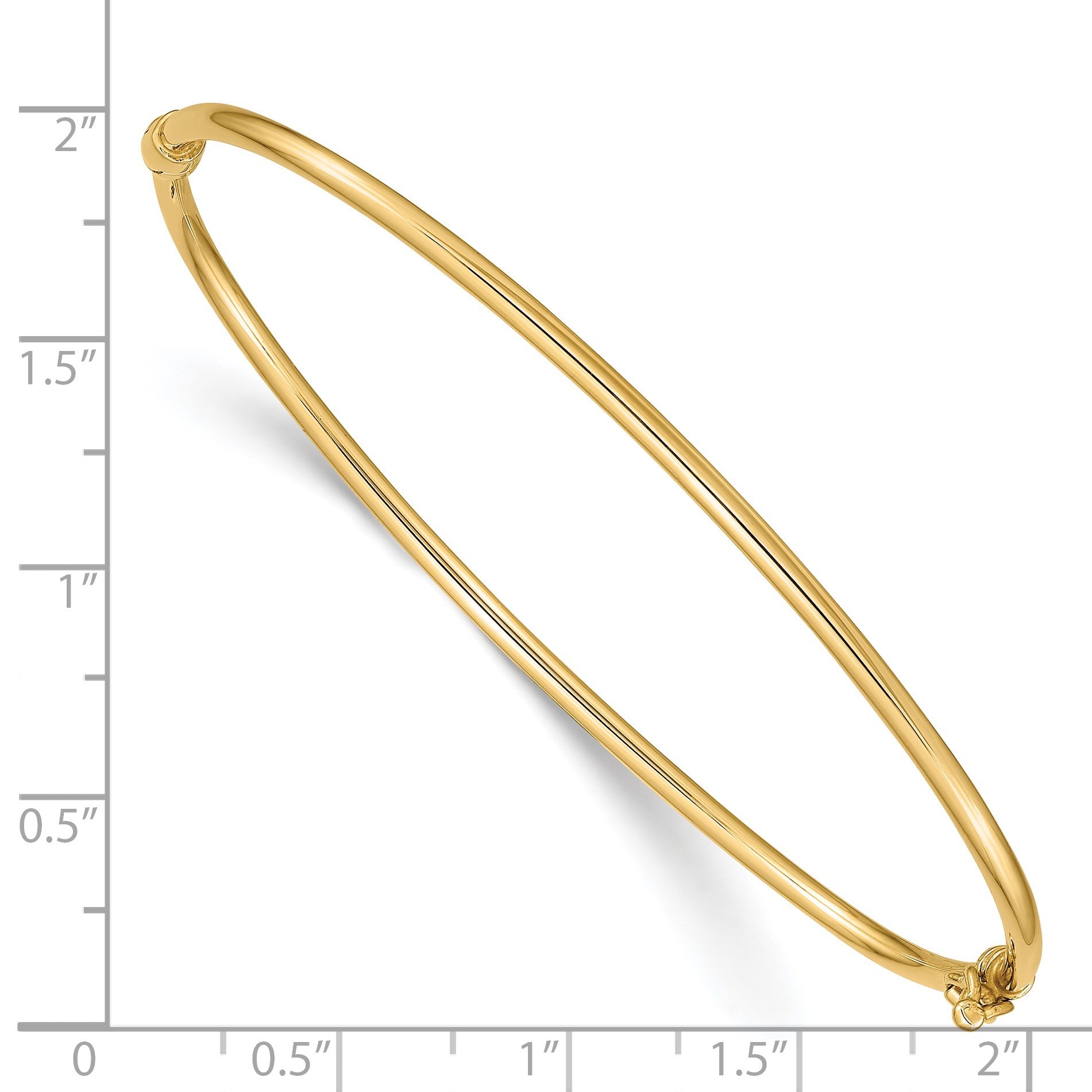 14K Polished 2.00mm Hinged Oval Bangle Bracelet