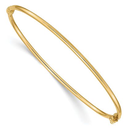 14K Polished 2.00mm Hinged Oval Bangle Bracelet