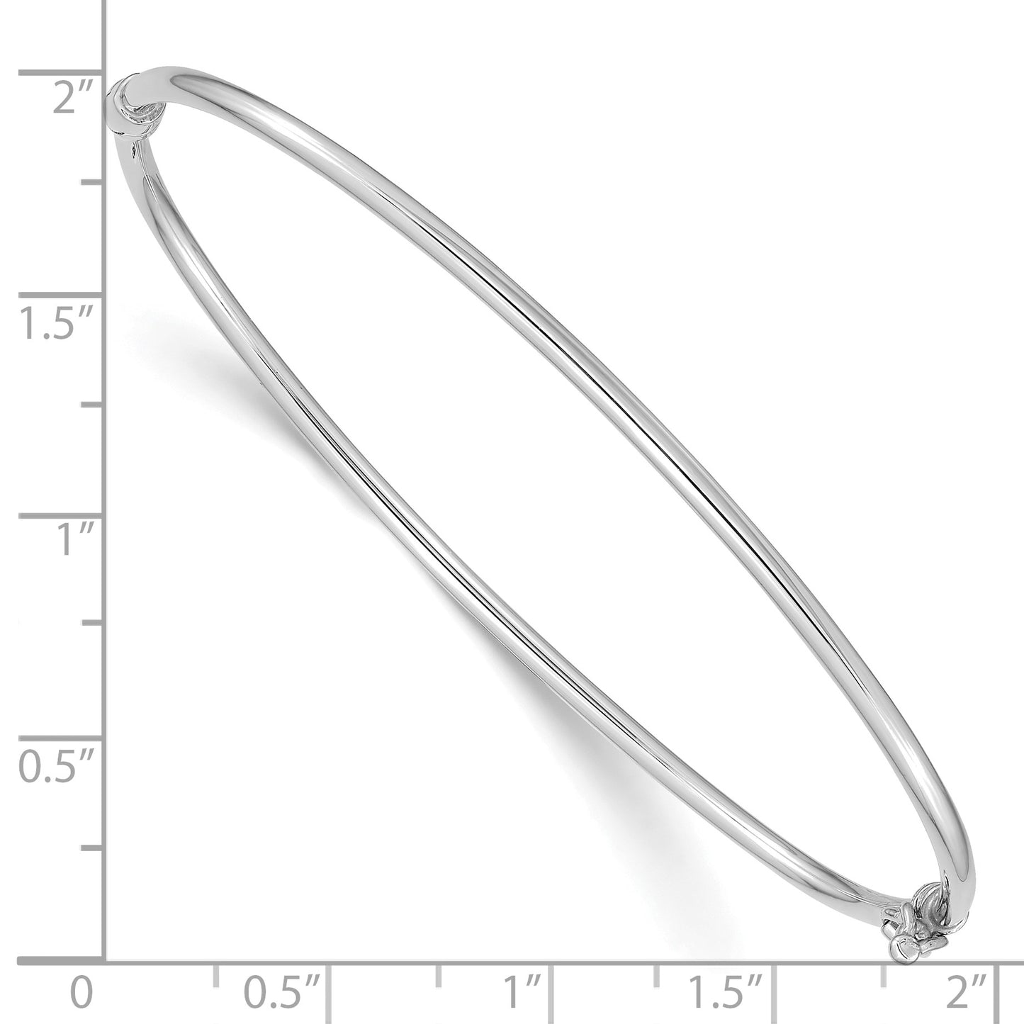 14k White Gold Polished 2.00mm Hinged Oval Bangle Bracelet