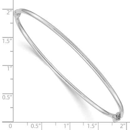 14k White Gold Polished 2.00mm Hinged Oval Bangle Bracelet