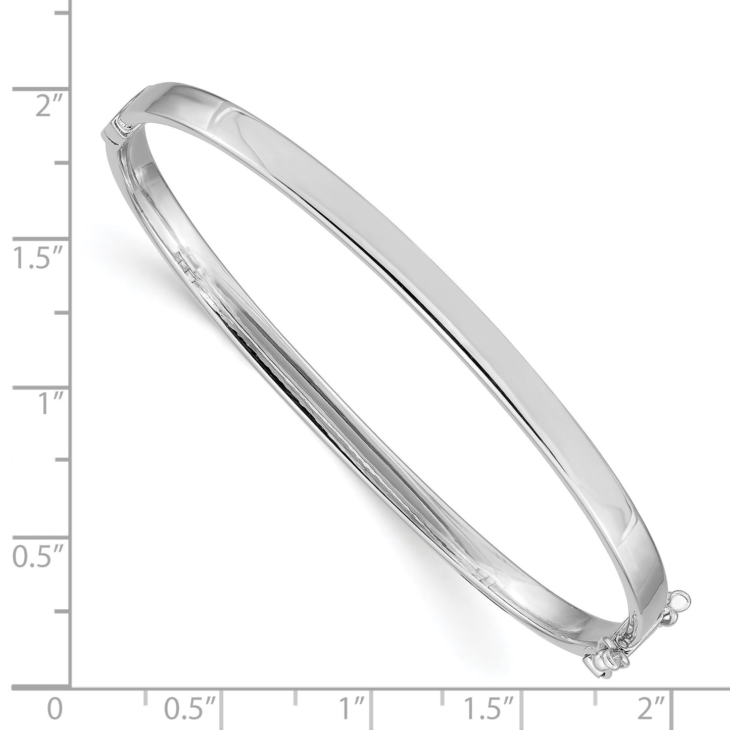 14k White Gold Polished 4.00mm Hinged Oval Bangle Bracelet