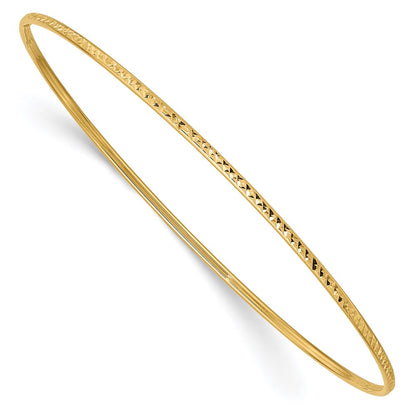 14k 1.5mm Diamond-Cut Slip-on Bangle Bracelet