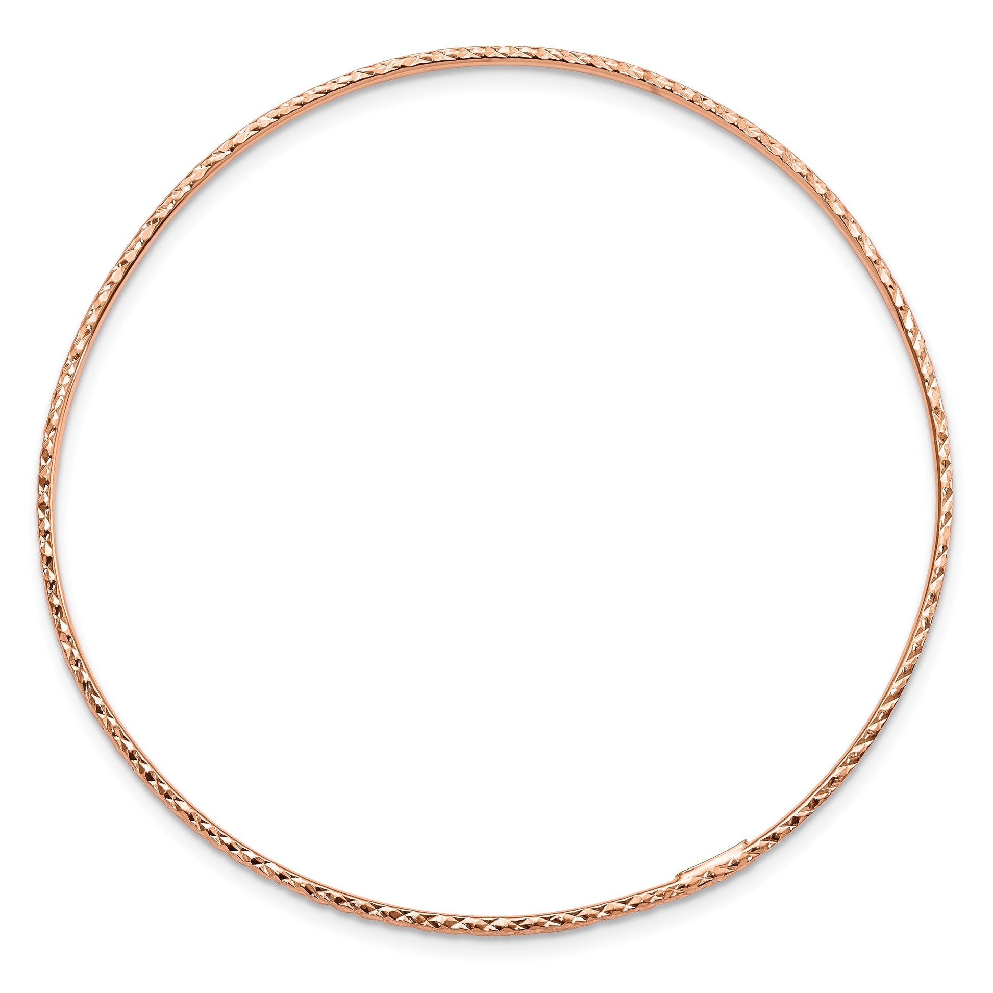 14k Rose Gold Polished Diamond-Cut 1.50mm Slip-on Round Bangle Bracelet