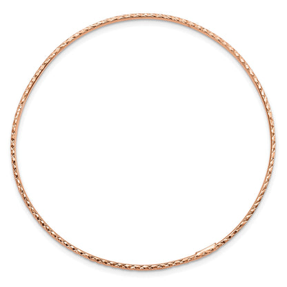 14k Rose Gold Polished Diamond-Cut 1.50mm Slip-on Round Bangle Bracelet