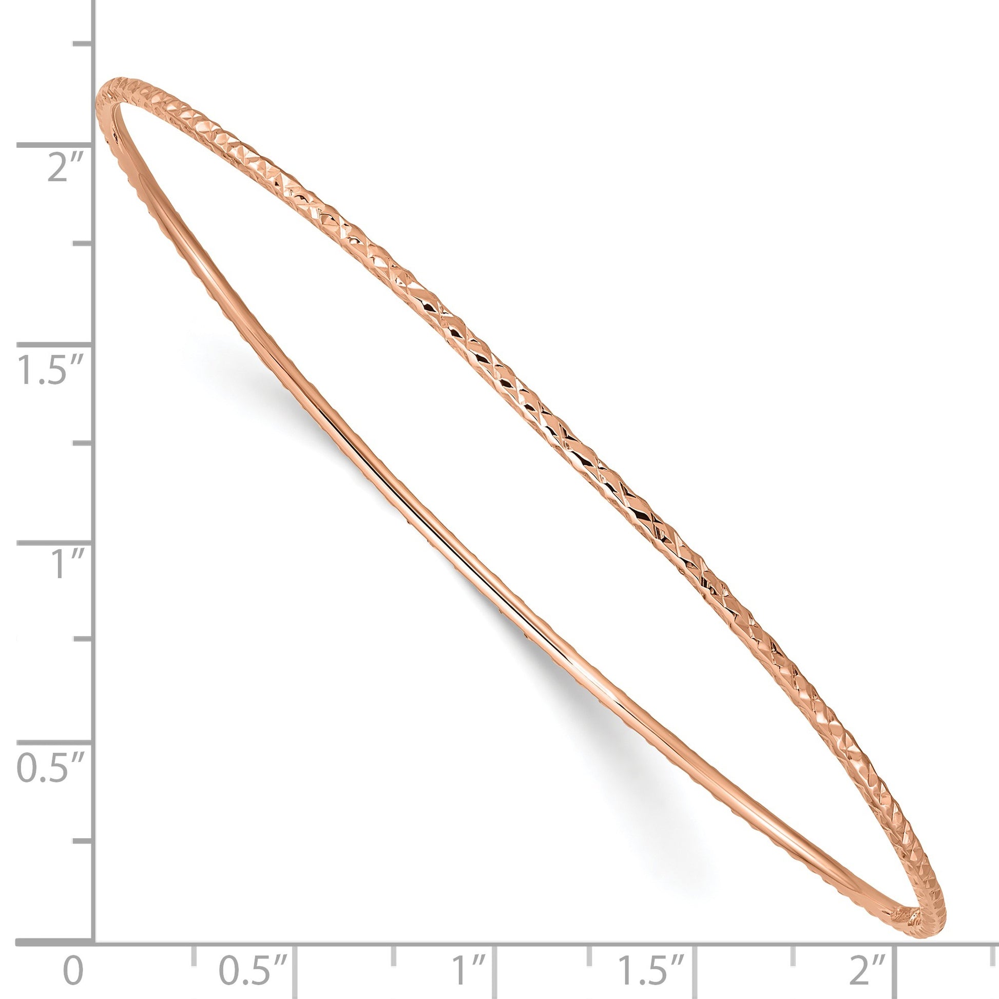 14k Rose Gold Polished Diamond-Cut 1.50mm Slip-on Round Bangle Bracelet