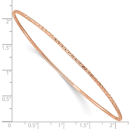 14k Rose Gold Polished Diamond-Cut 1.50mm Slip-on Round Bangle Bracelet