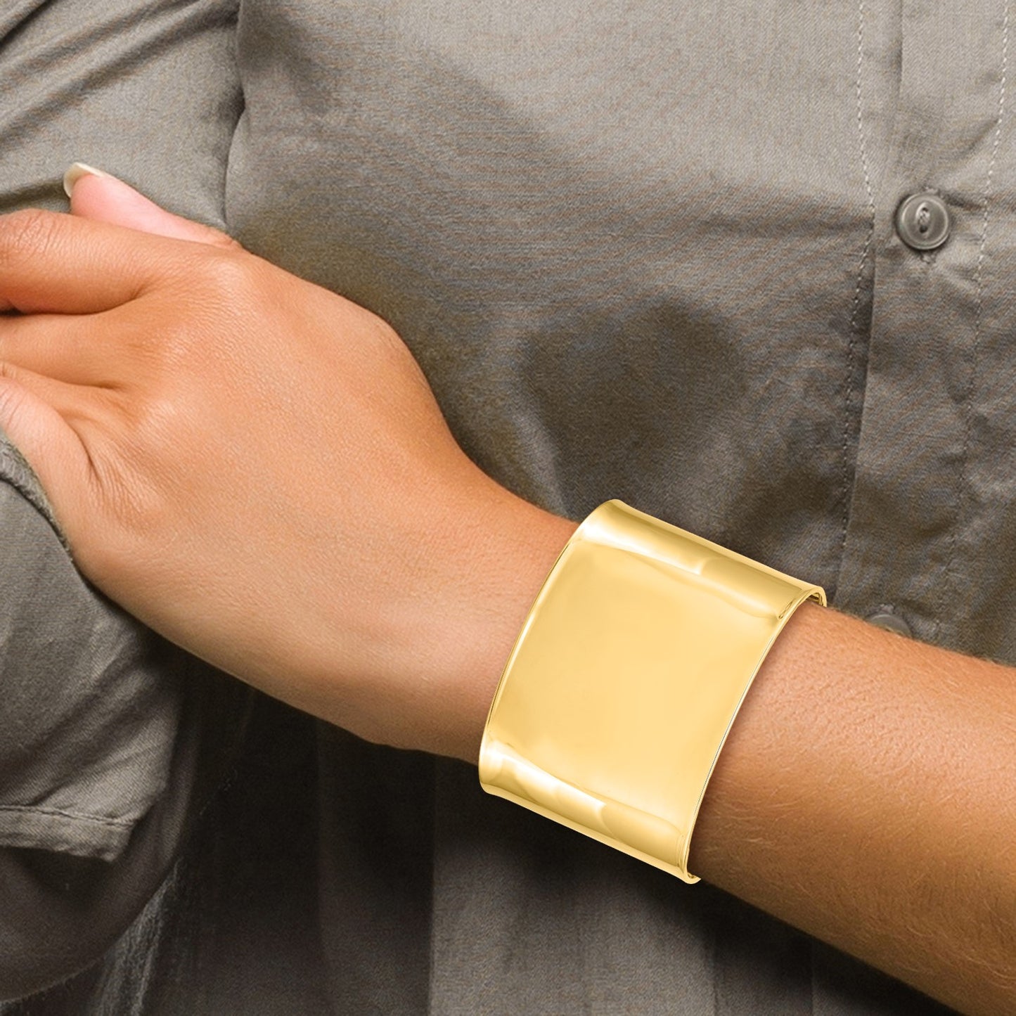 14k 47mm Polished Cuff Bangle Bracelet