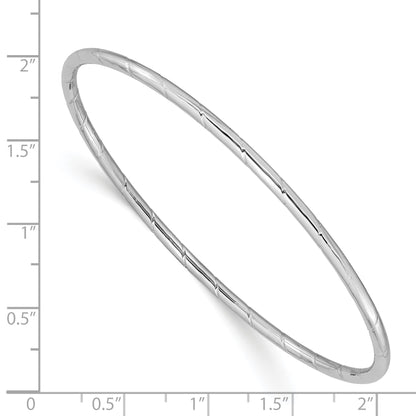 14k White Gold Polished Grooved 2.50mm Slip-on Round Bangle Bracelet