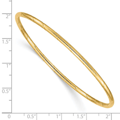 14k Polished Grooved 2.50mm Slip-on Round Bangle Bracelet