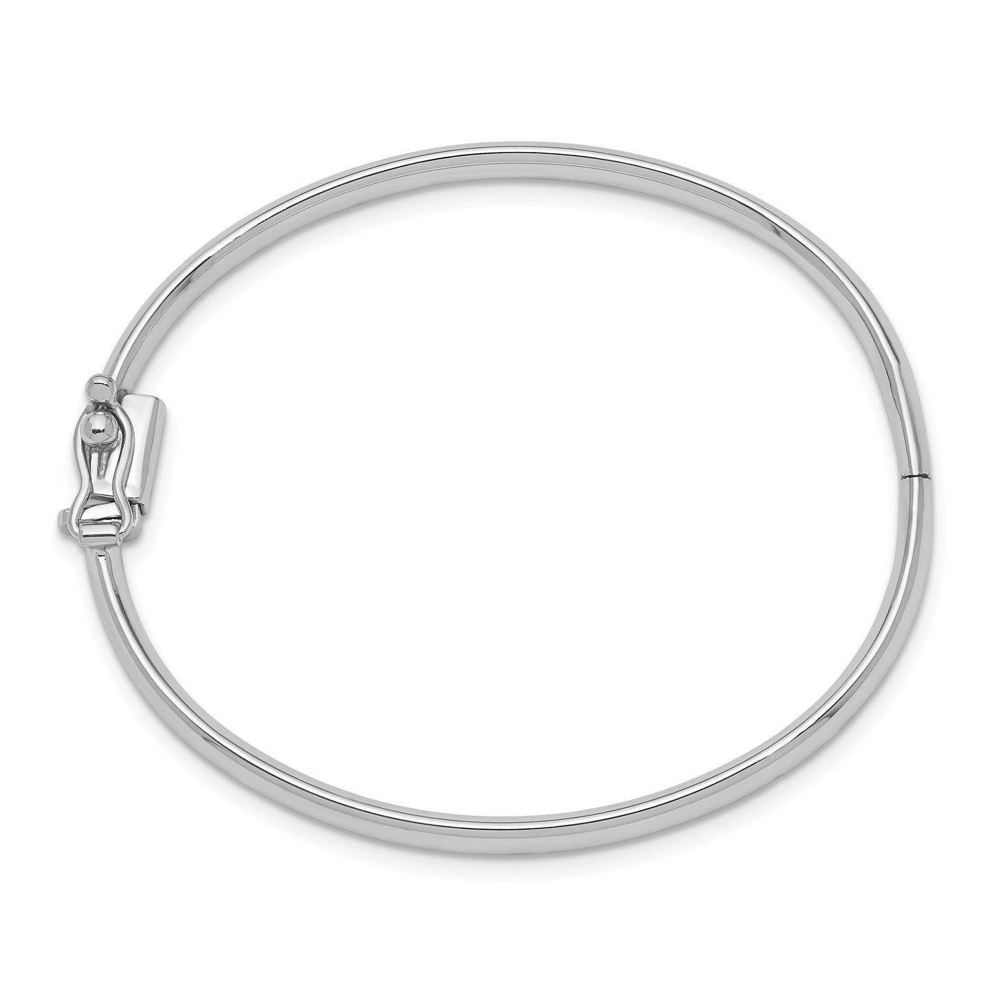 14k White Gold Polished 3.75mm Hinged Safety Clasp Baby Bangle