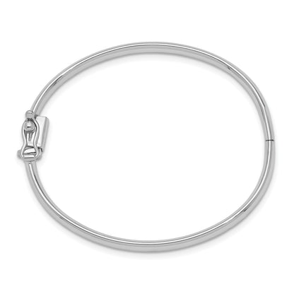 14k White Gold Polished 3.75mm Hinged Safety Clasp Baby Bangle