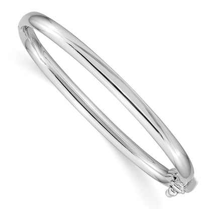 14k White Gold Polished 3.75mm Hinged Safety Clasp Baby Bangle